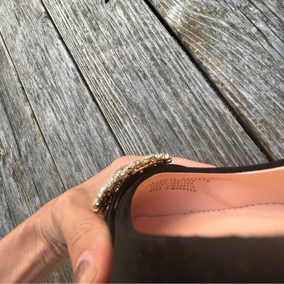 J.Crew Pointed Toe Suede Flats with Crystal Buckle Details in Black 7 NWOB - Picture 13 of 16
